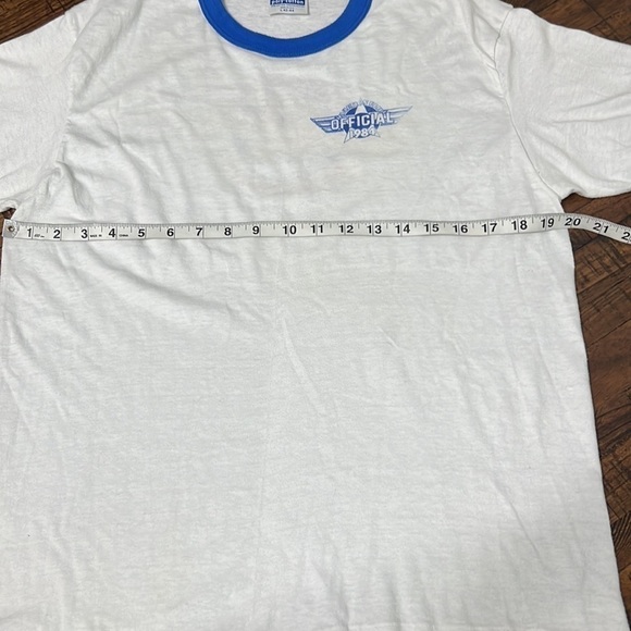 VTG 80’s Ringer 1984 Official Aviation Fair white with blue trim sz L - Picture 10 of 13
